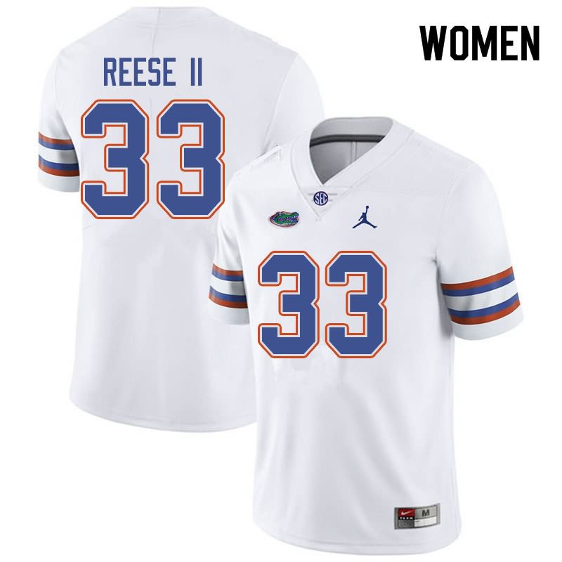 NCAA Florida Gators David Reese II Women's #33 Jordan Brand White Stitched Authentic College Football Jersey OXV6464RD